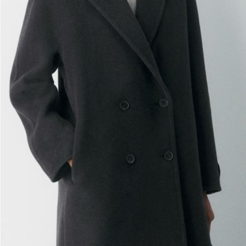 Aritzia Dark Gray Double-Breasted Slouch Coat